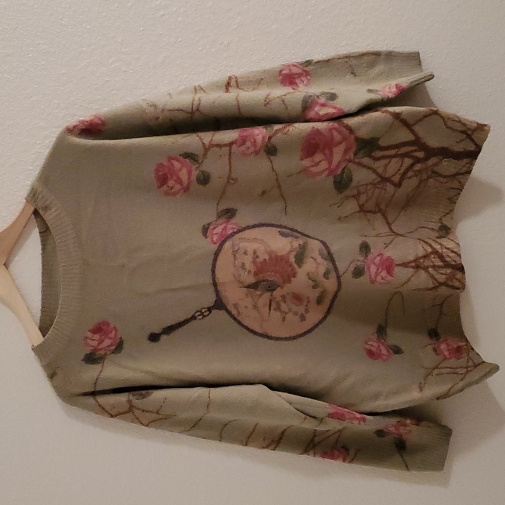 YESNO Wool and Cotton Floral Sweater